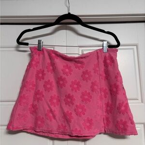 American Eagle Outfitters Hot Pink Floral Textured Mini Skort